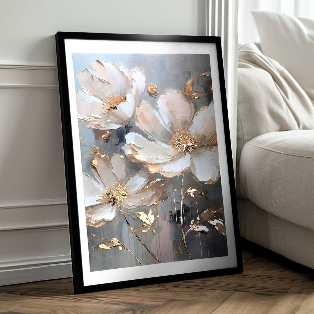 Nástěnný plakát s EXTRA efektem - Zlaté okvětní lístky