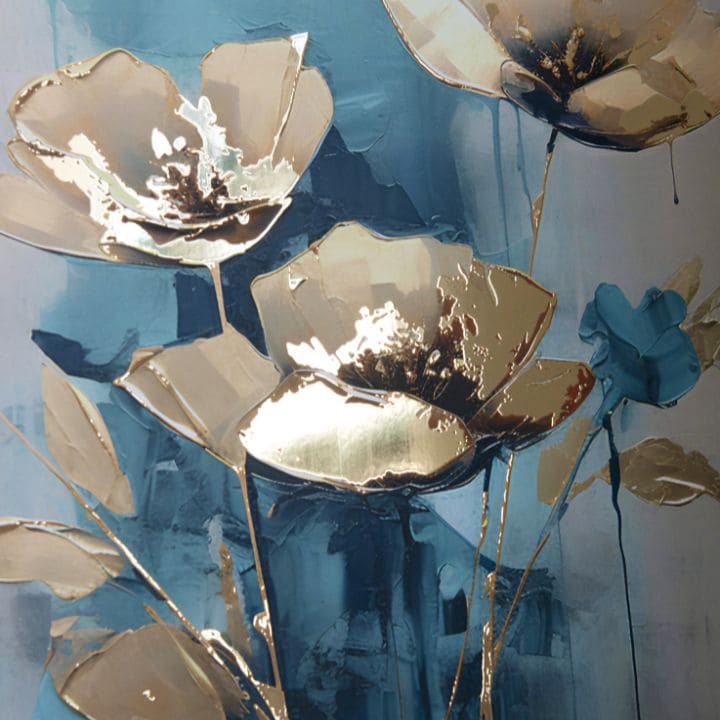 Nástěnný plakát s EXTRA efektem - Teal Flowers