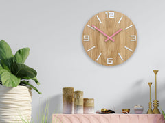 Dřevěné nástěnné hodiny ARABIC White-Pink