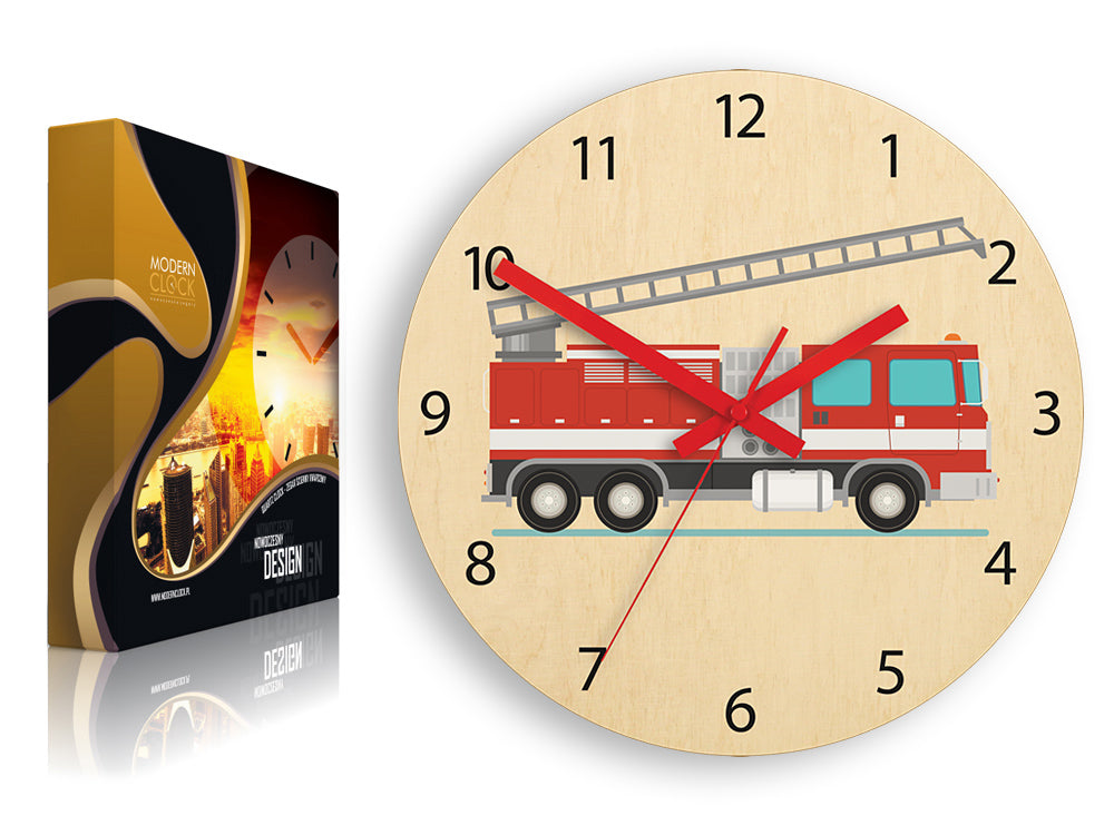 Dětské nástěnné hodiny Hasičské auto