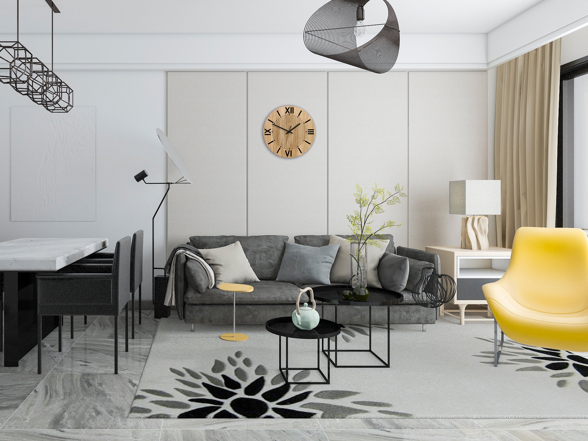 Moderní nástěnné hodiny SANTIAGO