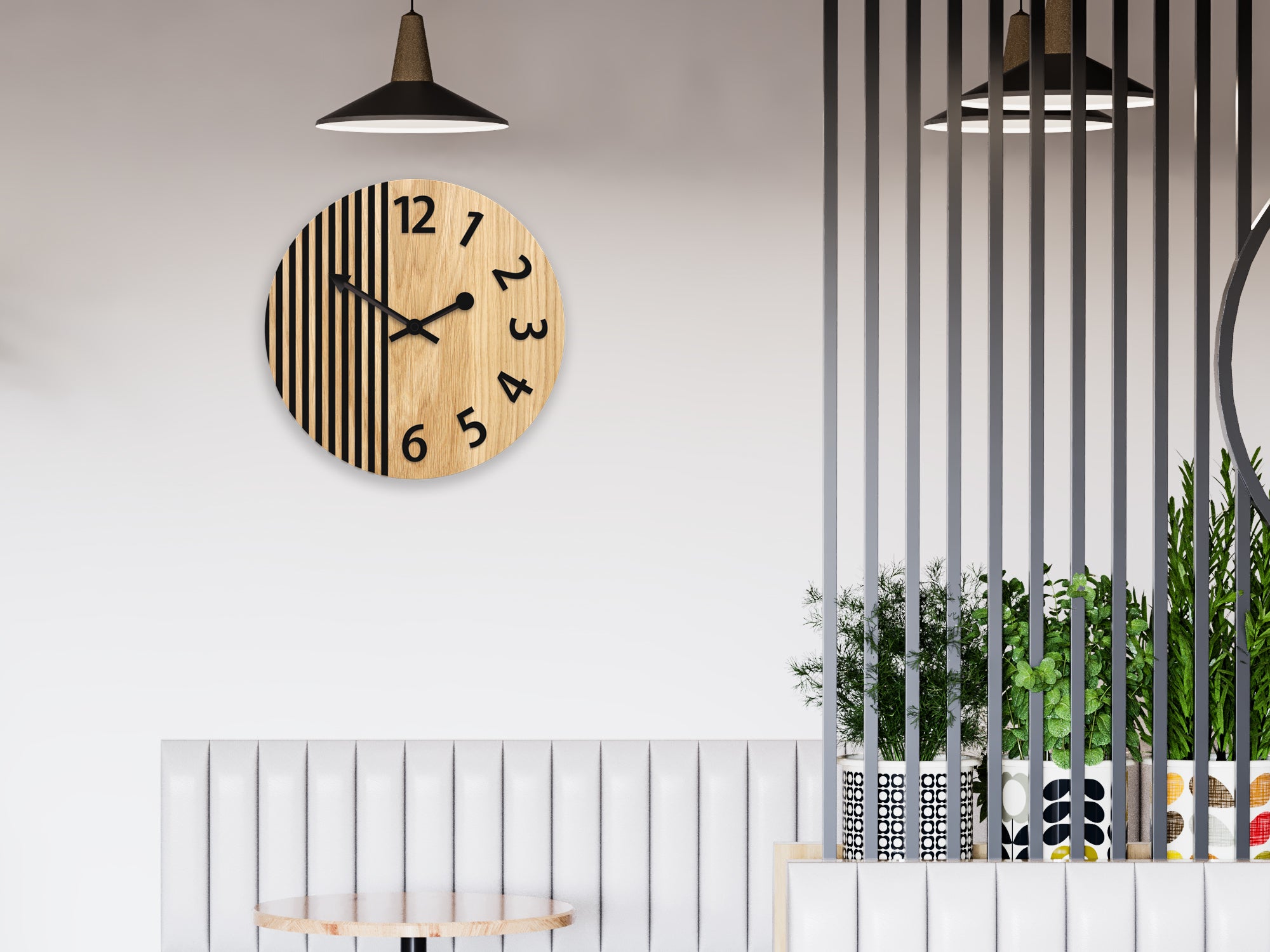 Dřevěné nástěnné hodiny London Black