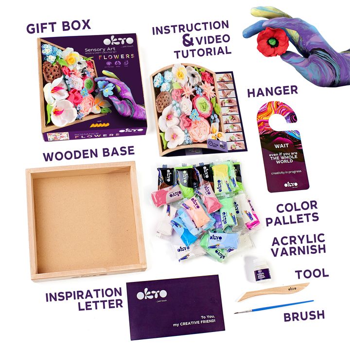 OKTO modelovací sada v dřevěném rámu 21 x 21 cm ROMANTICA