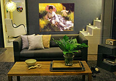 Obraz na plátně ŽENA SE SLUNEČNÍKEM - Pierre Auguste Renoir REP115