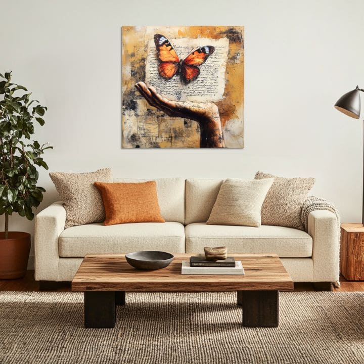 Vintage obrázek Butterfly - Love Story