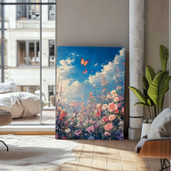 Malování motýlů na rozkvetlé louce - barevná elegance