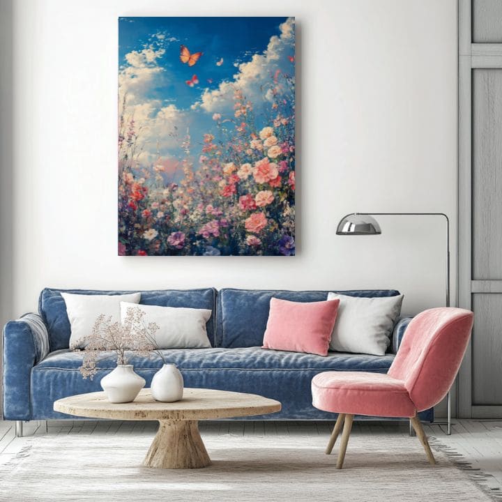 Malování motýlů na rozkvetlé louce - barevná elegance