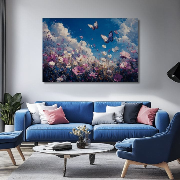 Obraz motýla - létání nad loukou
