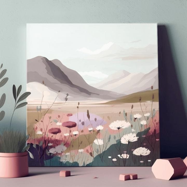 Krajina na plátně Údolí hor