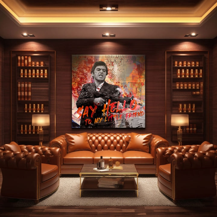 Malování jizvou na plátně Pozdravuj mého malého přítele