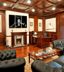 Pop art obraz na plátně s motivem Tony Montana přemýšlí nad svojim plánom, doutník v bílo-černých odstínech, drzá atmosféra, filmový svět a nostalgie – hlavní