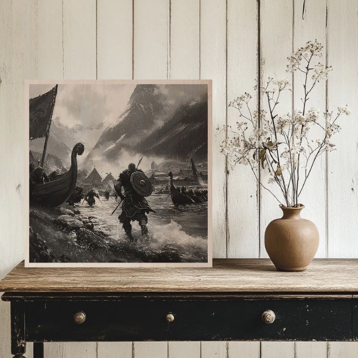 Obraz na dřevě - Příjezd Vikingů