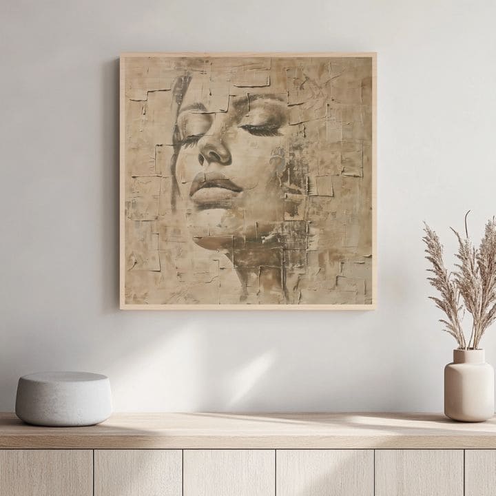 Obrázek na dřevo - Tvář v runách času