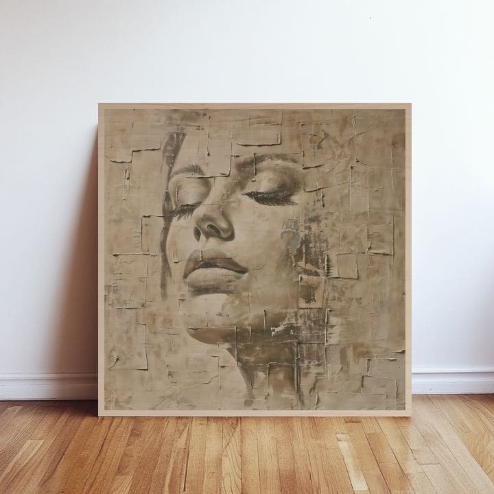 Obrázek na dřevo - Tvář v runách času