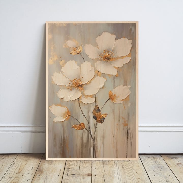 Malba na dřevo - skandinávské luční květiny