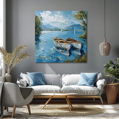 Krajina na plátně Krajina s loděmi | Akrylové detaily