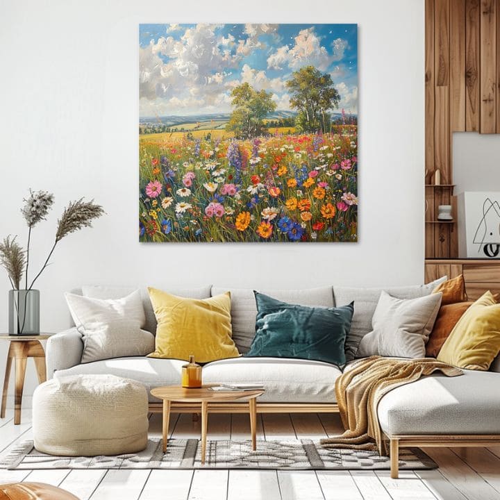 Obraz pole květin na plátně Letní louka | Akrylové detaily
