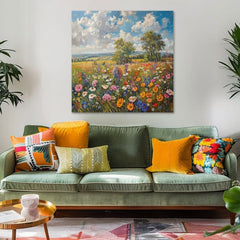 Obraz pole květin na plátně Letní louka | Akrylové detaily