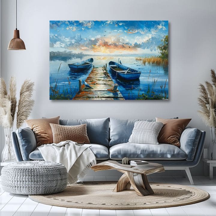 Krajina na plátně Romantický západ slunce | Akrylové detaily