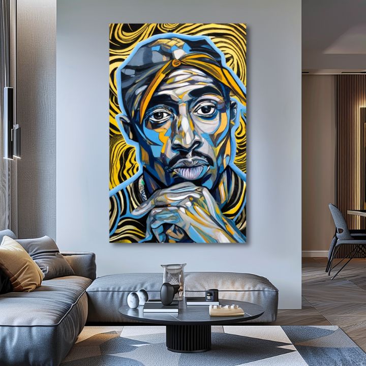 Obrázek Tupac Shakur - Zlaté tóny rapu | 100% originální akrylová barva