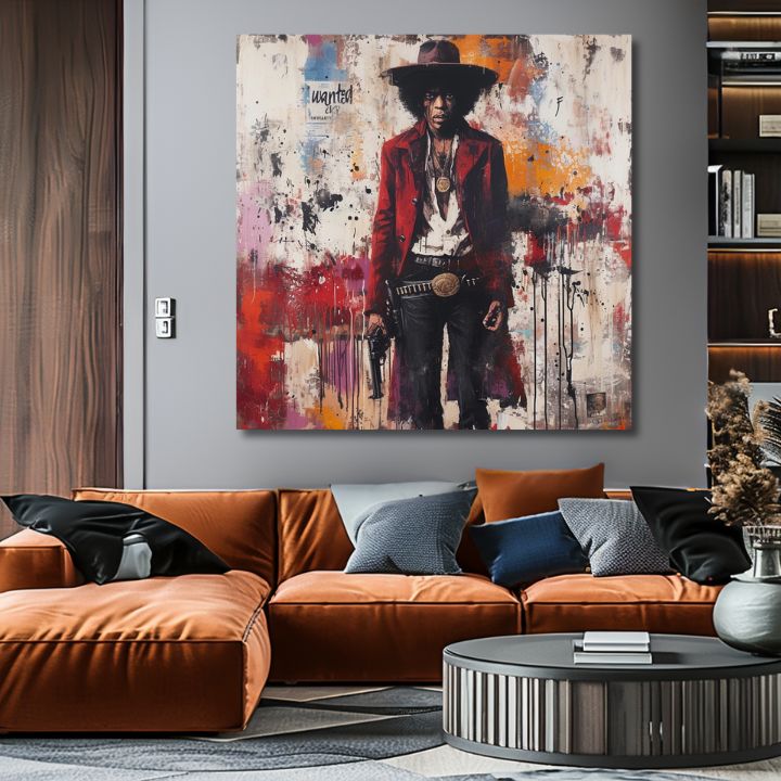 Obrázek JIMI HENDRIX - Divoký západ v akrylu | 100% originální malovaný akryl