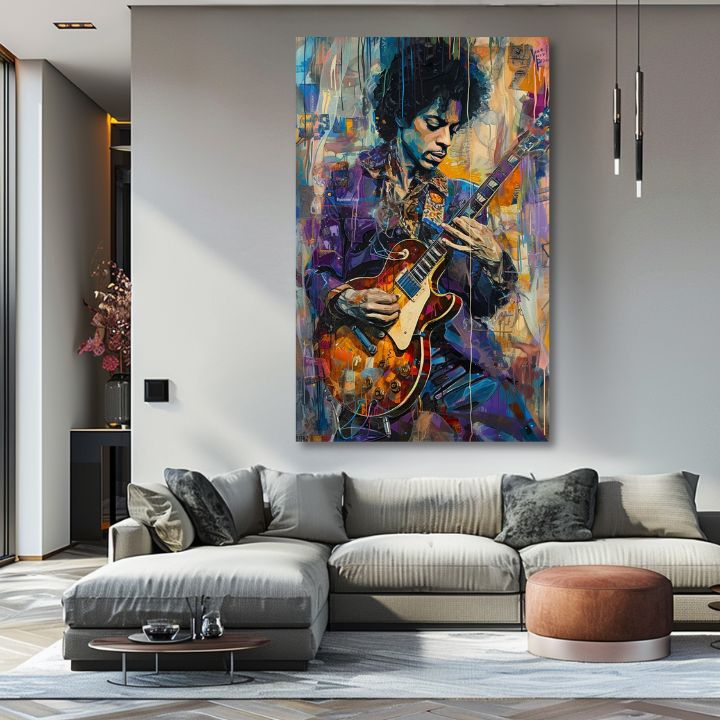 Obrázek JIMI HENDRIX - Kytara v plamenech | 100% originální akrylová barva