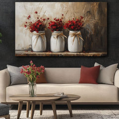 Rustikální malba | Divoké květiny ve váze | 100% originální malba akrylem