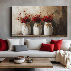 Rustikální malba | Divoké květiny ve váze | 100% originální malba akrylem