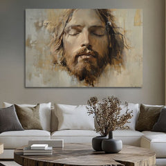 Ježíš Kristus v modlitbě | Malováno akrylem a plátkovým zlatem