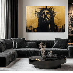 Trpící Ježíš | Malováno akrylem a plátkovým zlatem