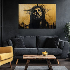 Trpící Ježíš | Malováno akrylem a plátkovým zlatem