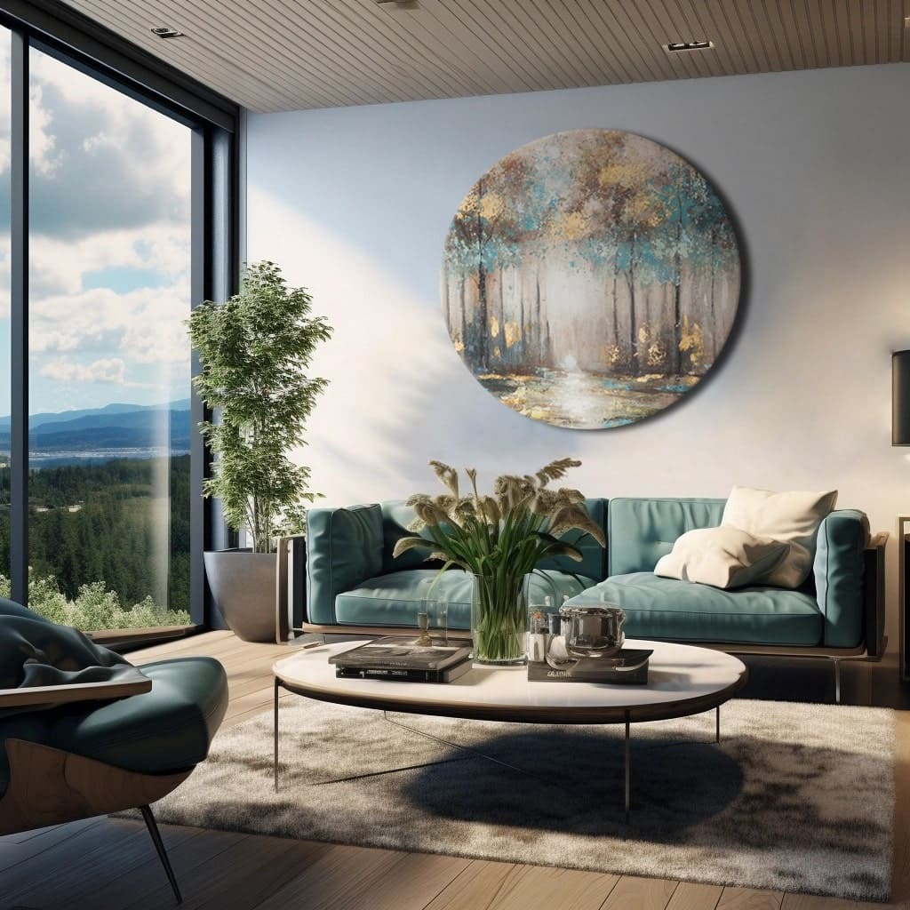 Kulaté obrazy akrylem Tajemství zlatého rána