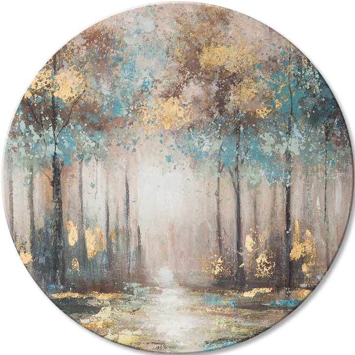 Kulaté obrazy akrylem Tajemství zlatého rána