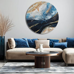 Kulatý malovaný obraz Zvuk oceánu