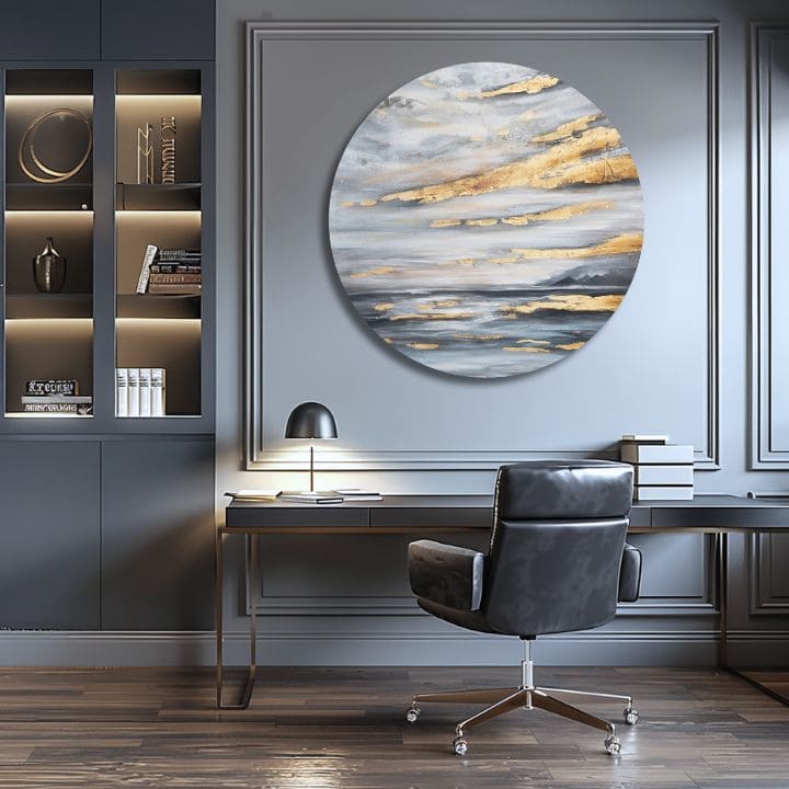 Kulatý malovaný obraz Zlaté nebe