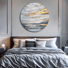 Kulatý malovaný obraz Zlaté nebe