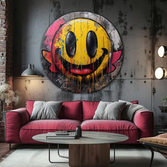 Ručně malovaný obraz na plátně s motivem Farby radosti, dětský motiv, krajina v modro-růžových odstínech, energická atmosféra, vhodný do obývacího pokoje – produkt