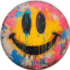 Ručně malovaný obraz na plátně s motivem Farby radosti, dětský motiv, krajina v modro-růžových odstínech, energická atmosféra, vhodný do obývacího pokoje – hlavní