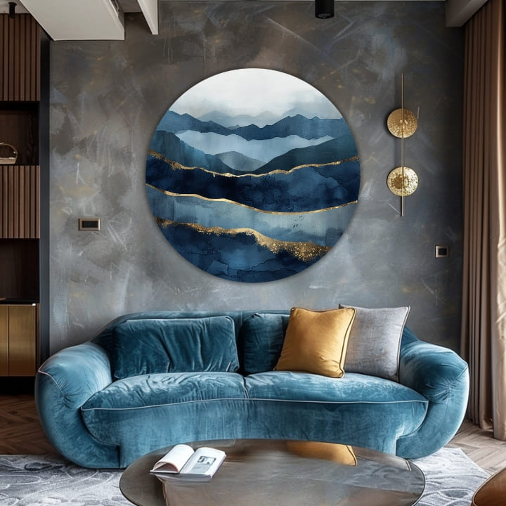 Kulaté obrazy s akrylem Abstraktní oceány