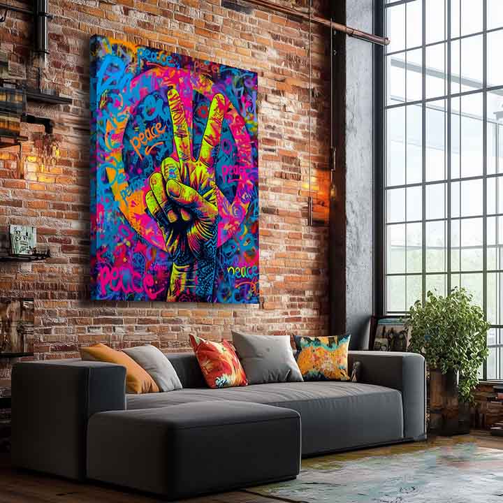 Obrázek PEACE SIGN na plátně | Akrylové detaily