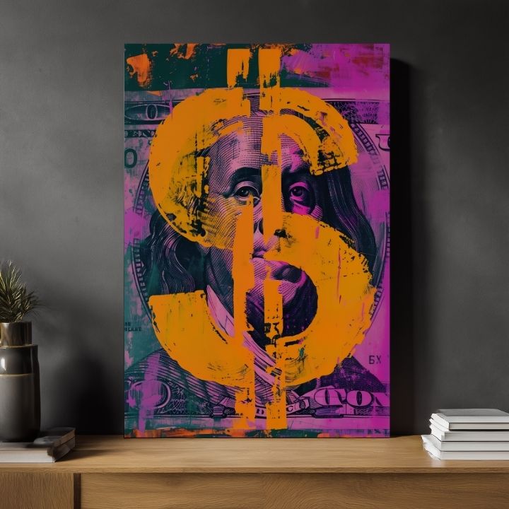 Obrázek MONEY BENJAMIN na plátně | Malovaná struktura