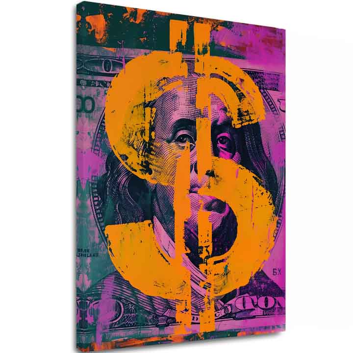 Obrázek MONEY BENJAMIN na plátně | Malovaná struktura
