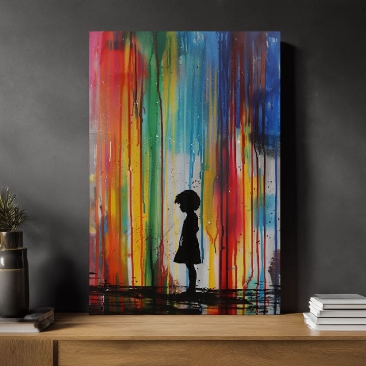 Obrázek RAINBOW SILHOUETTE na plátně | Malovaná struktura