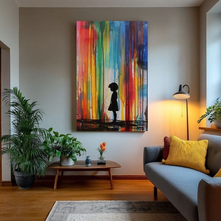 Obrázek RAINBOW SILHOUETTE na plátně | Malovaná struktura