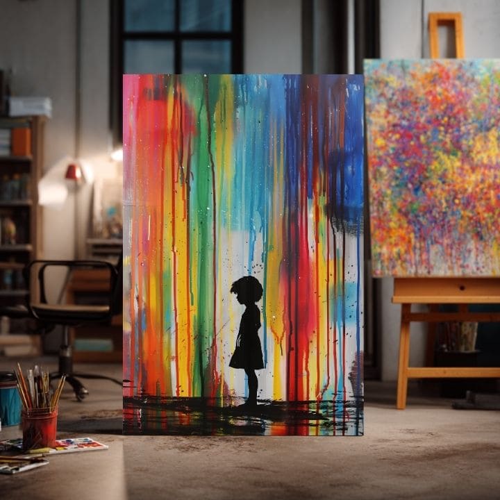 Obrázek RAINBOW SILHOUETTE na plátně | Malovaná struktura