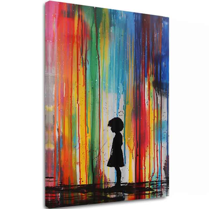 Obrázek RAINBOW SILHOUETTE na plátně | Malovaná struktura