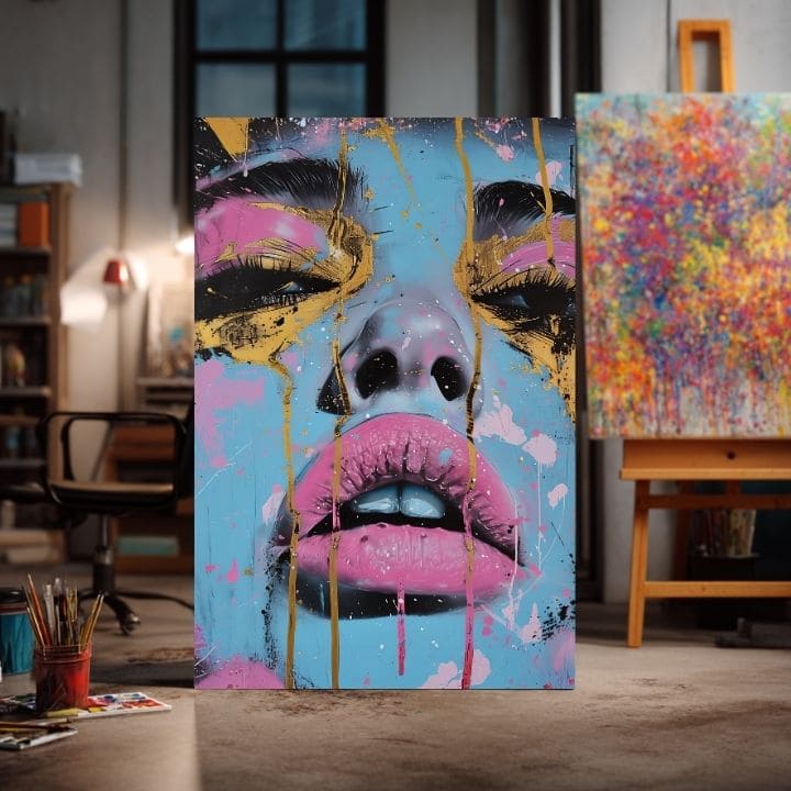 Obrázek NEON LIPS na plátně | Malovaná struktura