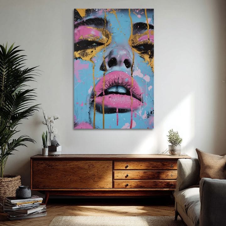 Obrázek NEON LIPS na plátně | Malovaná struktura