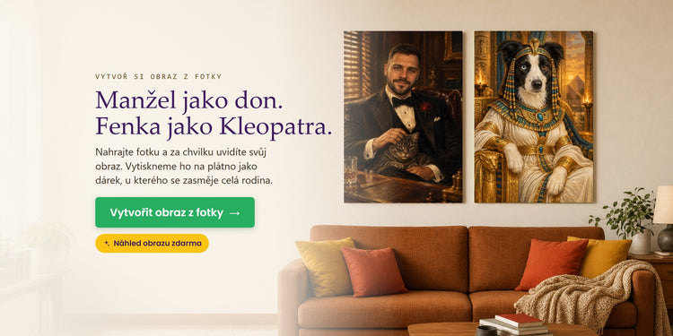 Vytvoř si obraz z fotky – Manžel jako don. Fenka jako Kleopatra. – Papilora