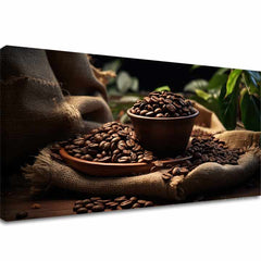 Moderní obraz na plátně s motivem Ranná Arabica, příroda v béžovo-hnědých odstínech, útulná atmosféra, vhodný do kuchyně | Kávové obrazy do kuchyně Ranná Arabica – hlavní